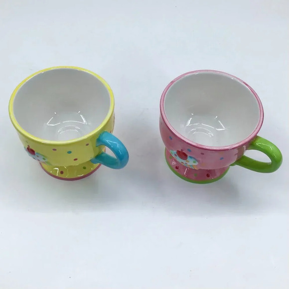 2 Fun Cupcake Collection by Joy Pedestal Mugs Pastel Cups Birthday Party Gifts - Picture 3 of 11